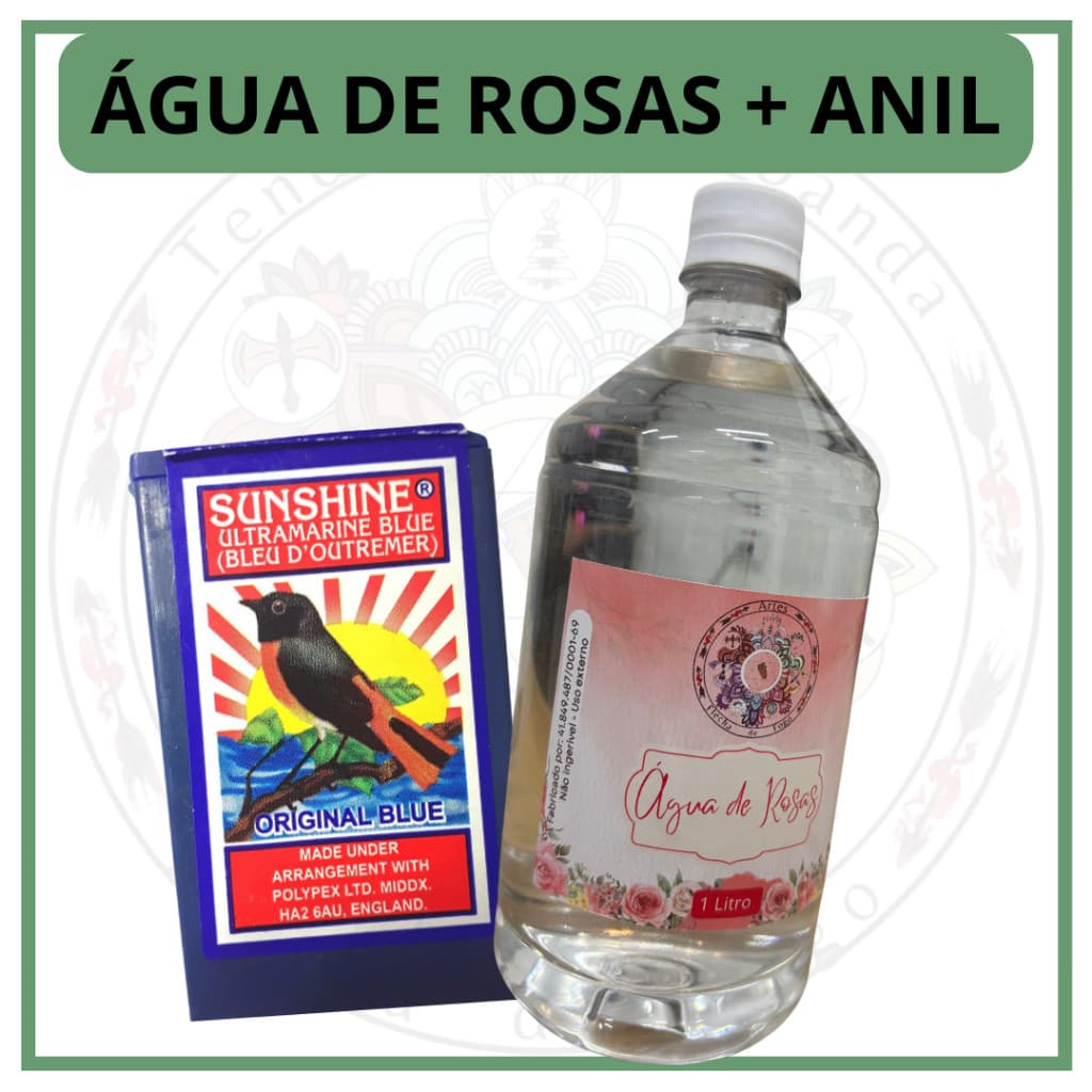 Kit Água de Rosas 1 Litro e Anil em Pó Wagi Africano Original