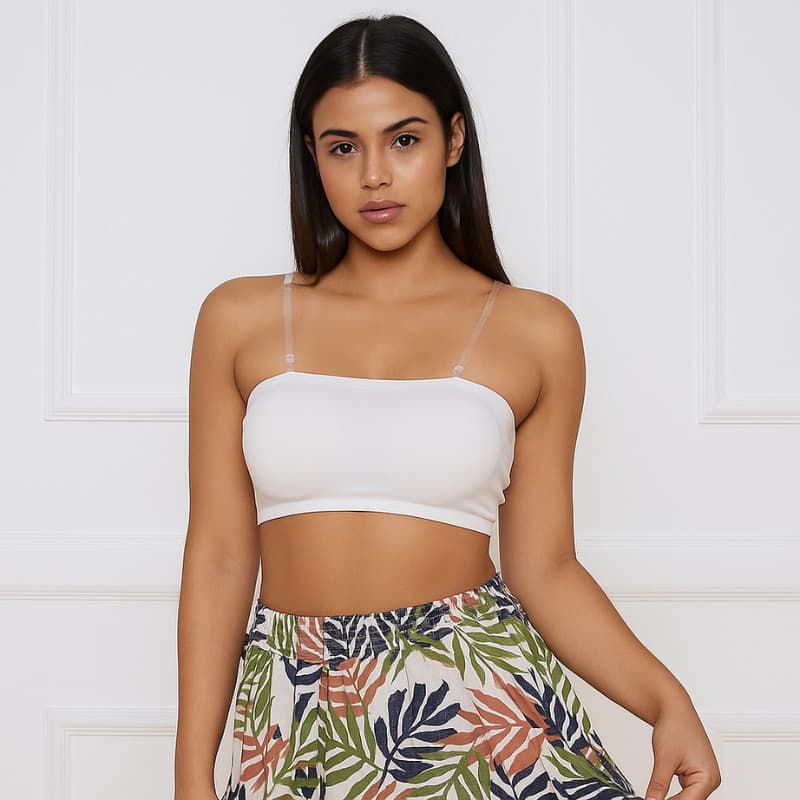 Top Tomara Que Caia Feminino Liso com Bojo Alça Transparente – Cropped Confortável para Verão Moda | 3759| Oferta
