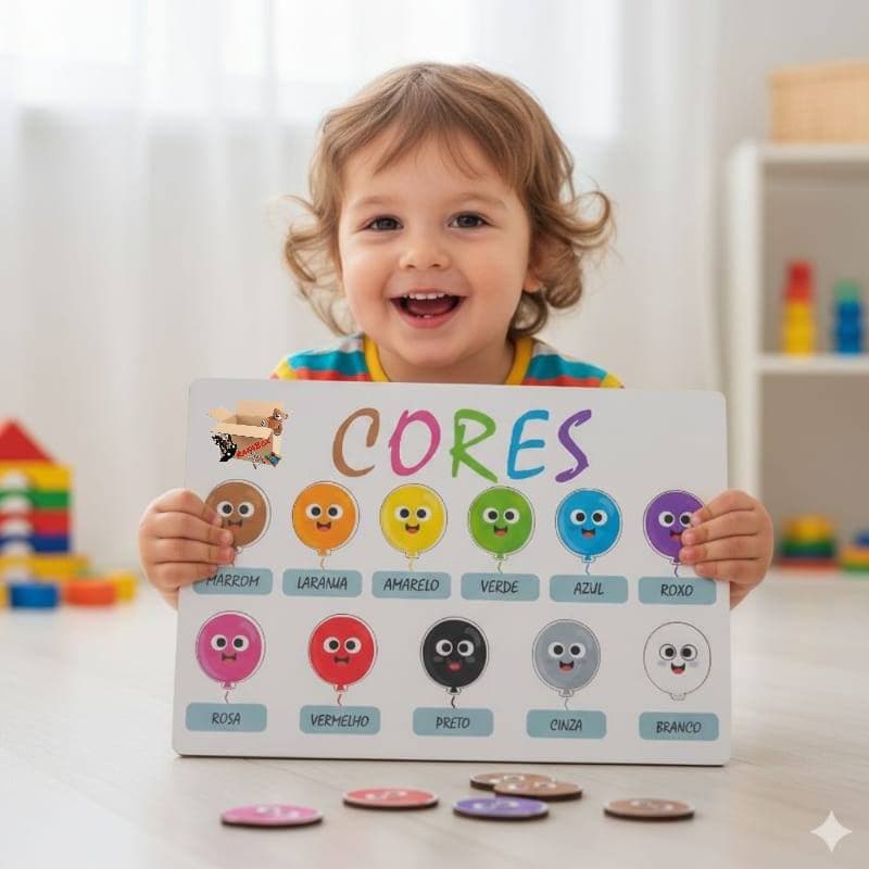 Brinquedo Pedagógico Em Madeira Jogo Infantil Encaixe Das Cores Balão