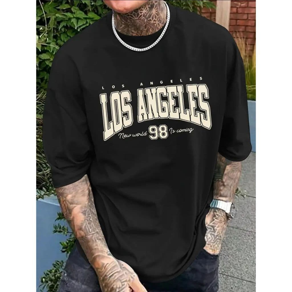 Camiseta Streetwear Básica Los Angeles New World 98 Is Coming Masculina e Feminina Algodão Camisa