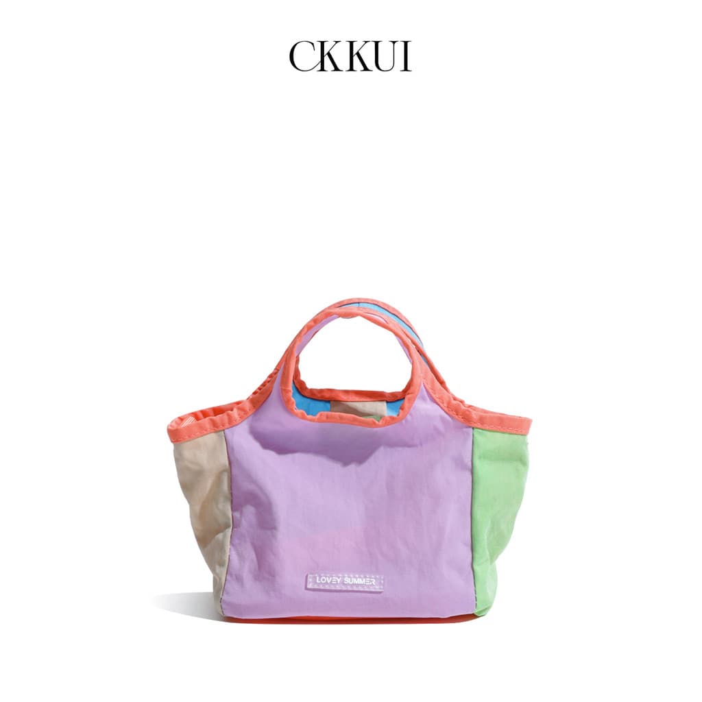 CKKUI Mini Bolsa Mensageiro Singapura Mesmo Estilo Nicho Design All-Match de Lona Dopamina Feminina