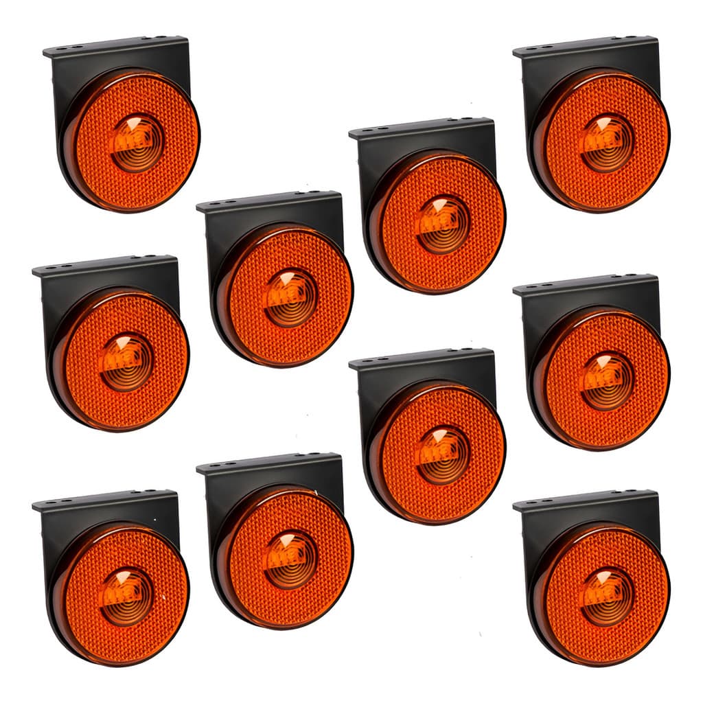 10 Lanterna Led 65mm Suporte Âmbar Carreta Caminhão 12v 24v