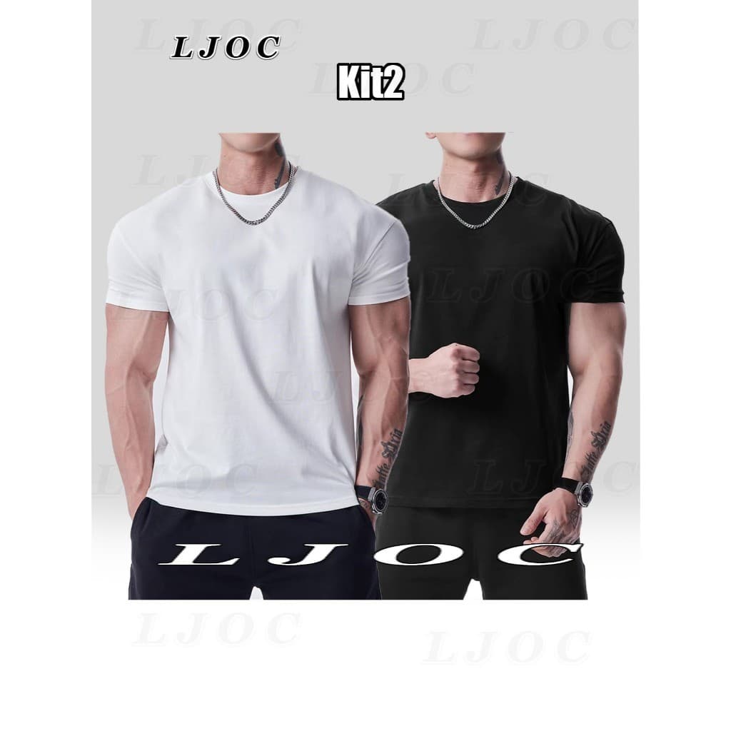 Kit2 Camiseta Básica Lisa Premium Camisetas Tradicional 100% Algodão 30.1