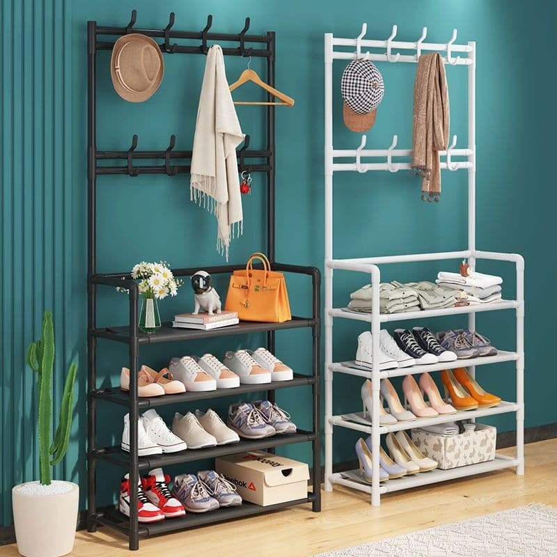 4 camadas Multi-Purpose sapato rack de armazenamento cabide suporte rack sapatos esportivos roupas guarda-roupa quarto a