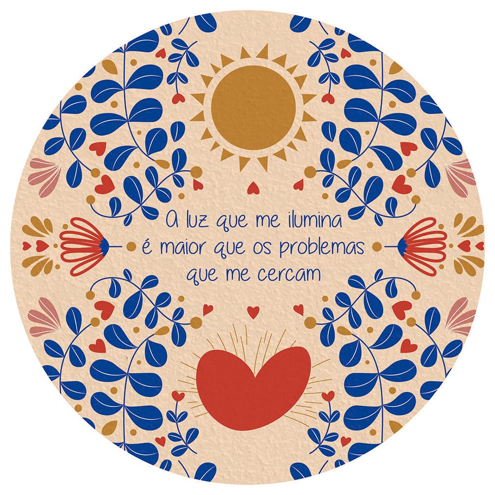 Quadro Redondo A Luz Que Me Ilumina Frase Motivação Otimismo- 20 X 20 Decoração