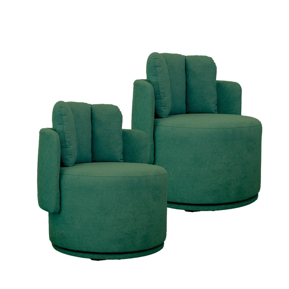 Kit 2 Poltronas Meca com Pés de Base Giratória Movellu Home
