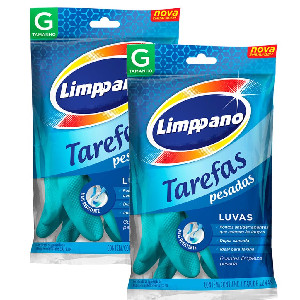 Kit 02 Luvas Limppano Tarefas Pesadas G