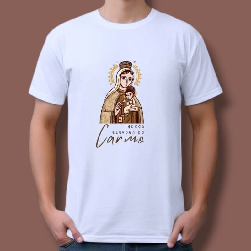 T-shirt Camiseta Unissex Unissex Nossa Senhora do Carmo malha premium Premium Envio Rápido