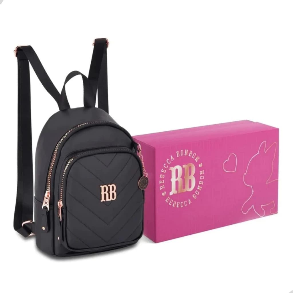 Mini Mochila Rebecca Bonbon ou Luluca Preto Case Porta Fone Chaveiro Lançamento Kit Completo