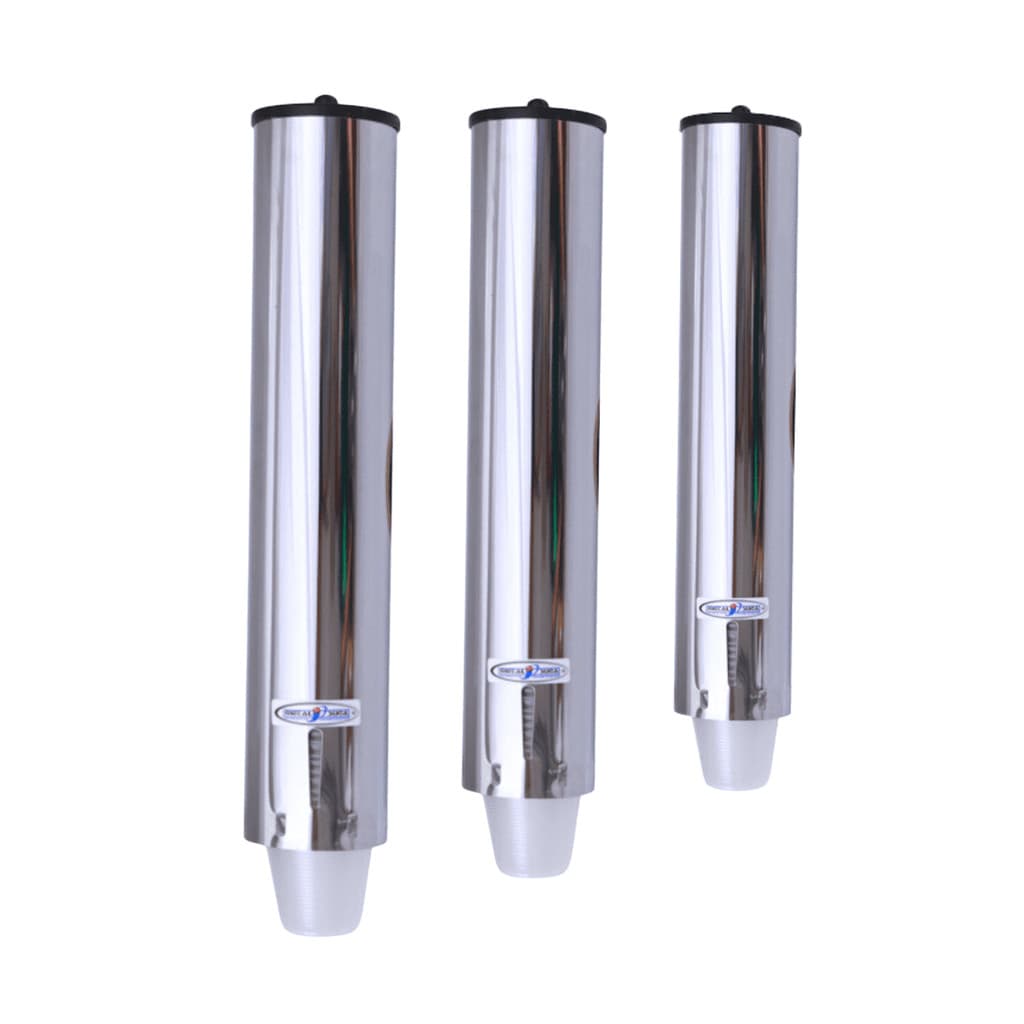 Kit Dispenser Inox Redondo 300/400/500ml Inox Para Copos Descartáveis Água Chopp Organizador
