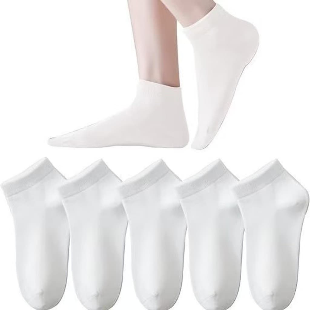 Pacote com 12 pares de meias curtas de cor sólida para homens e mulheres.