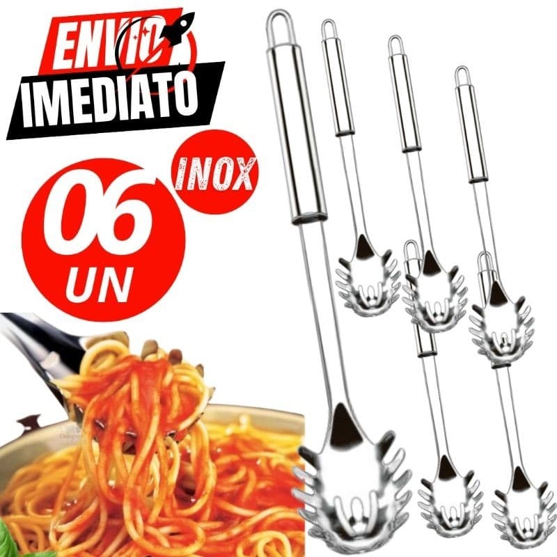 Conjunto 6 Pegador de Massa Grande Aço inoxidável Macarronada Espaguete Massas Casa Cozinha