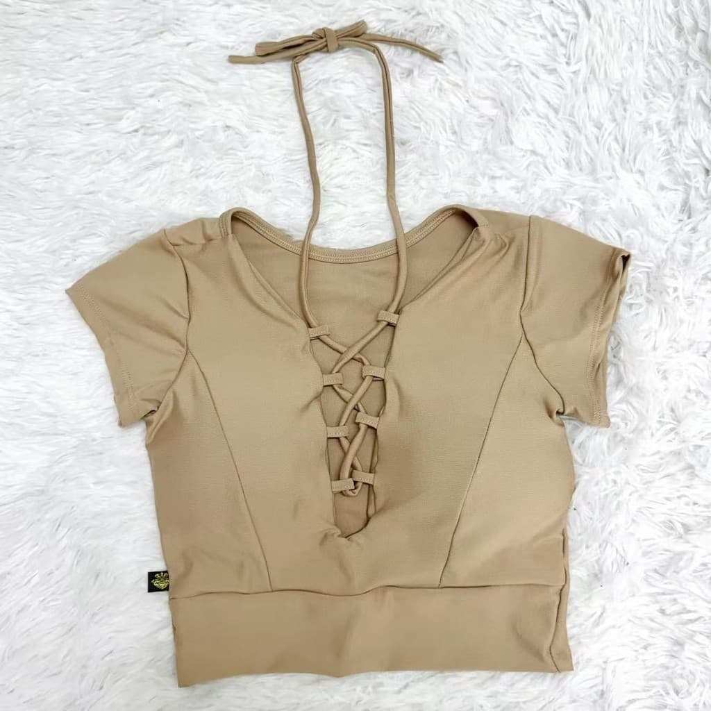 Cropped Feminino  Com Bojo Manga Curta Suplex Blusa Ciganinha Blogueirinha