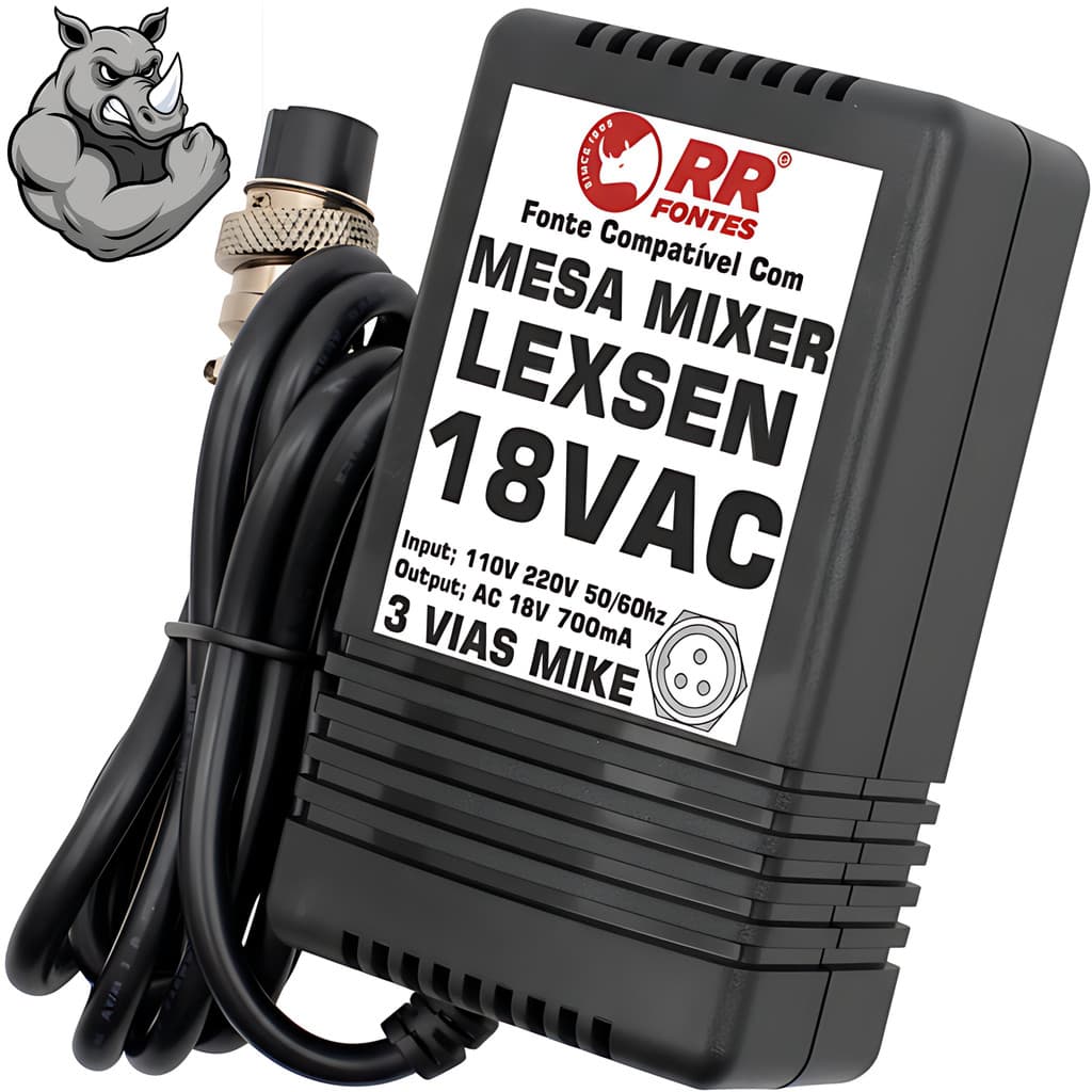 FONTE 18V PARA LEXSEN MESA Pm-6 Pm-8 Pm-12es Pm-16 Pm-16es MESA DE SOM MIXER BIVOLT NOVA PM ES