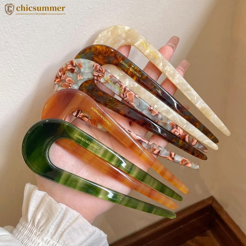 CHICSUMMER Palitos De Cabelo Em Forma De U , Acetato , Acrílico , Garfo , Grampos Moda Geométrica , Acessórios Para Mulh