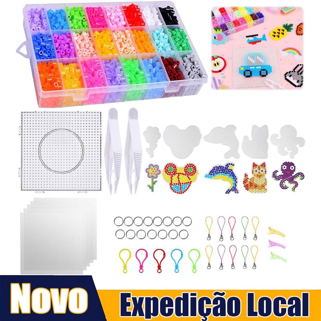 7600 peças de 5mm Bead melting bead set, 24 cores brilhantes, com caixa de armazenamento