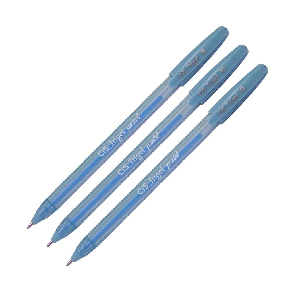 Kit 3 Canetas Gel Escolar Trigel Pastel Metálica Azul 0.8mm Colorido Conjunto Ponta Fina Escrever