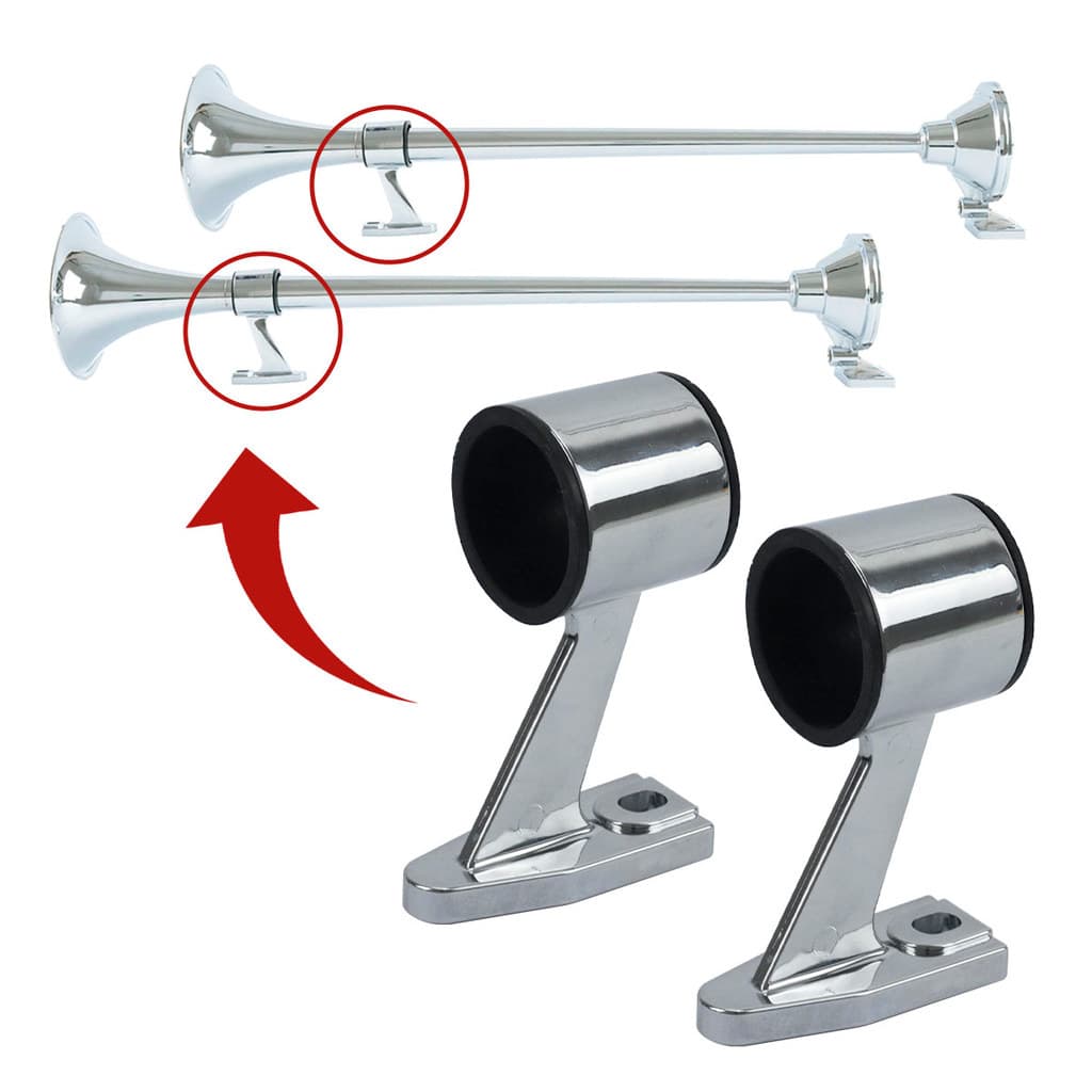 Par Suporte Resistente Para Buzina 74cm Universal Pé Fixação Bratus Kit 2 Peças Caminhão