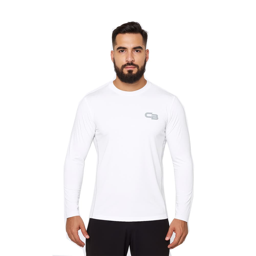 CAMISA SEGUNDA PELE BRANCA UNISSEX (MANGA LONGA)-