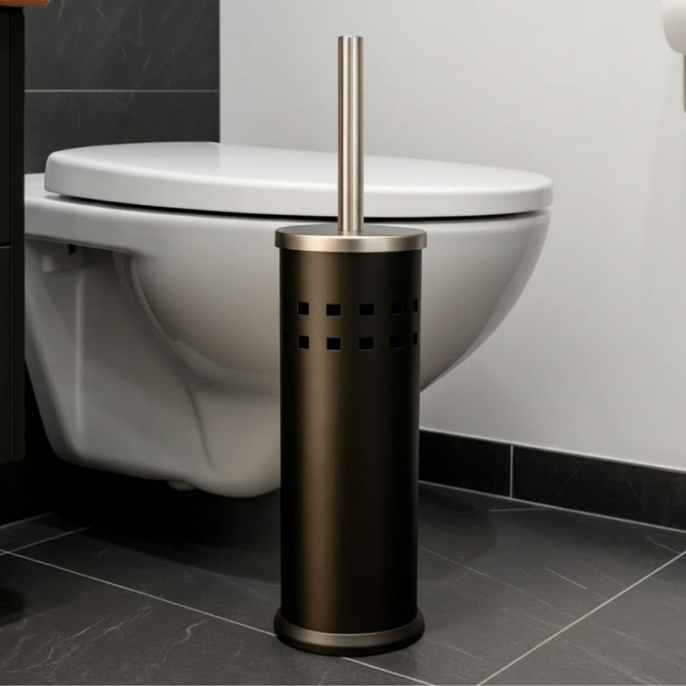 Escova Sanitária Com Suporte Inox Mimo Style Black Para Vaso Sanitário