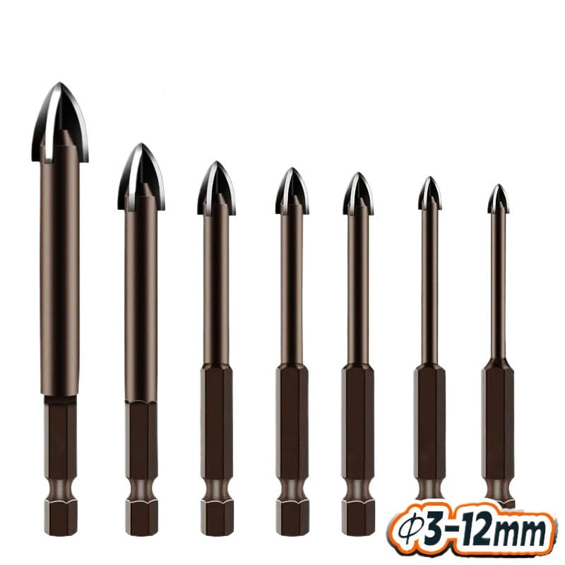 7 Peças Φ3-12mm Broca Universal De Liga Cruz Multi-Propósito Broca Indestrutível Universal Fura Tudo Jogo