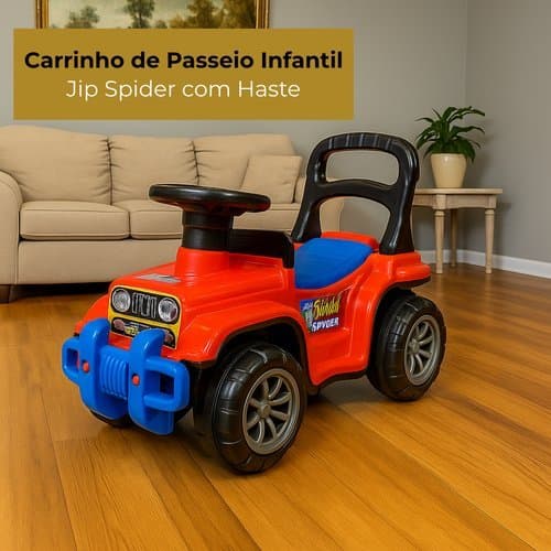 Carrinho Passeio Infantil Jip Spider Haste Ajustável Portas Adulto Conforto Segurança