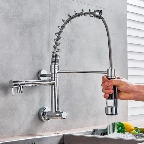 Torneira Cozinha Inox Pressão Alta Chuveirinho Esguicho Ducha Flexível Bico Giro