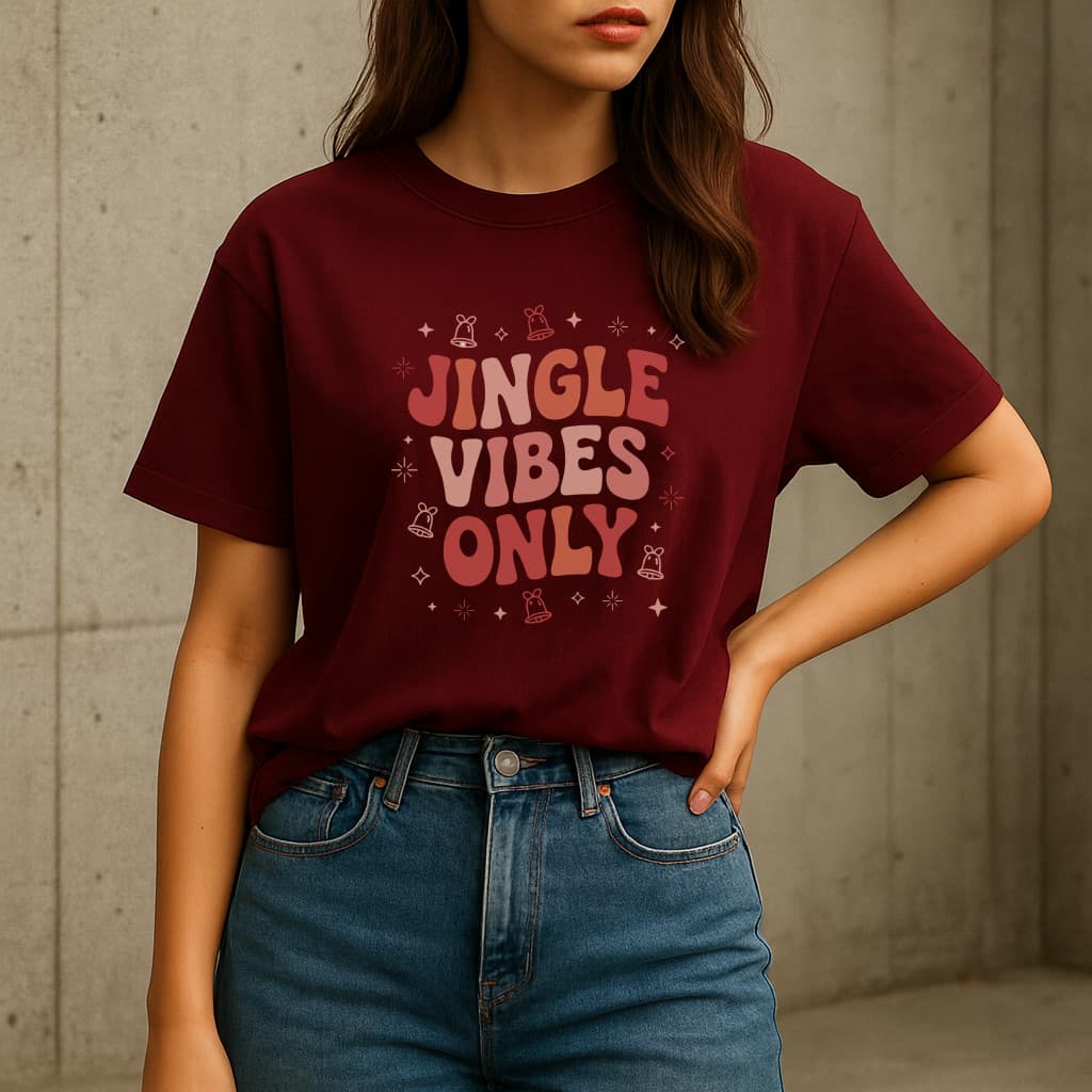Camiseta Feminina de Natal Algodão Promoção Black Final de Ano Natalina Jingle