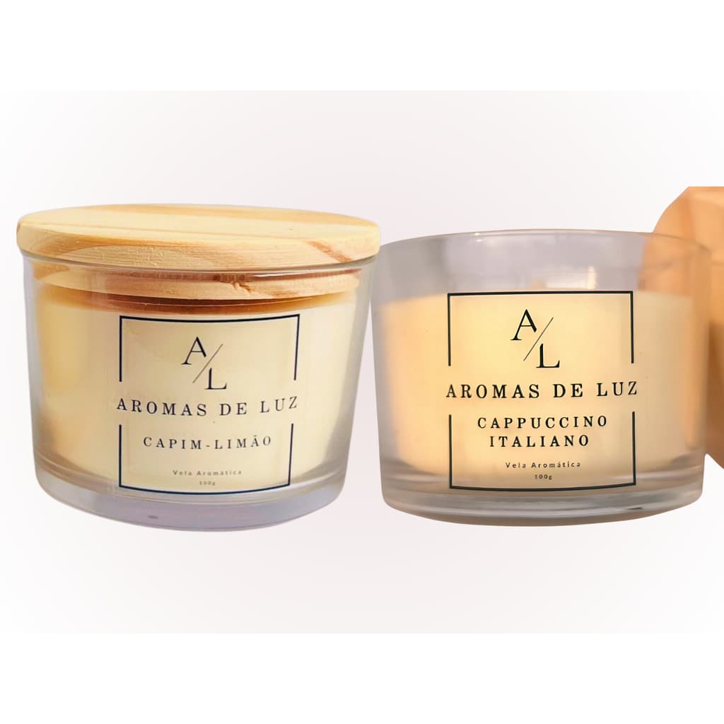 Kit 2 Velas Aromáticas Capim Limão e Cappuccino 100gr