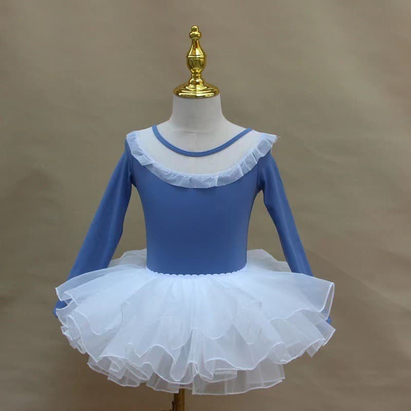 Outono inverno manga comprida em torno do pescoço rendas roupas de balé roupas de prática macacão de balé infantil roupa