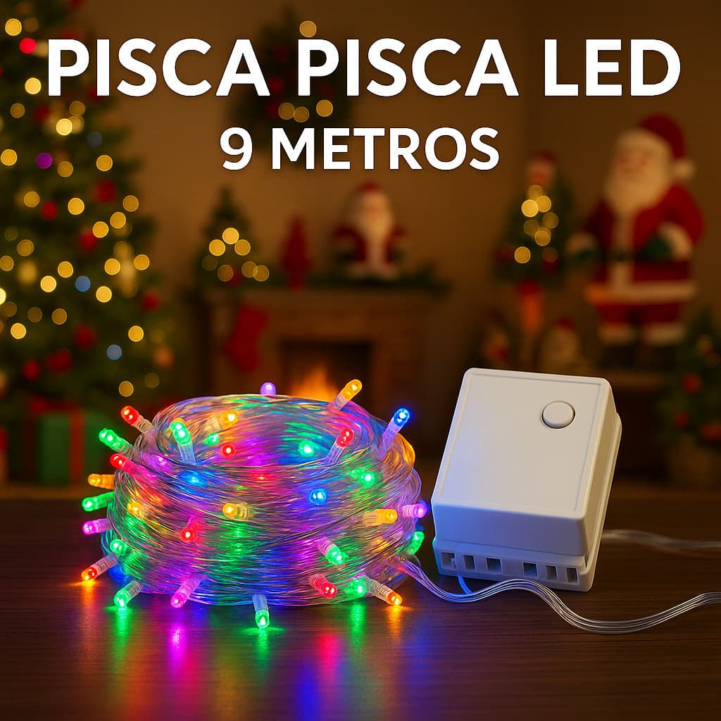 Pisca Pisca Led 9M 100 Lâmpadas Colorido 110V Natal Festas 8 Funçoes Resistente Economico JJ