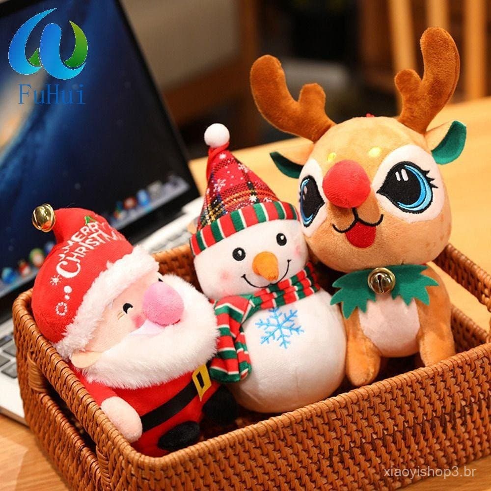 FUHUI Papai Noel De Pelúcia De Natal Kawaii Decoração Bonecas Animais Ornamentos Infantis