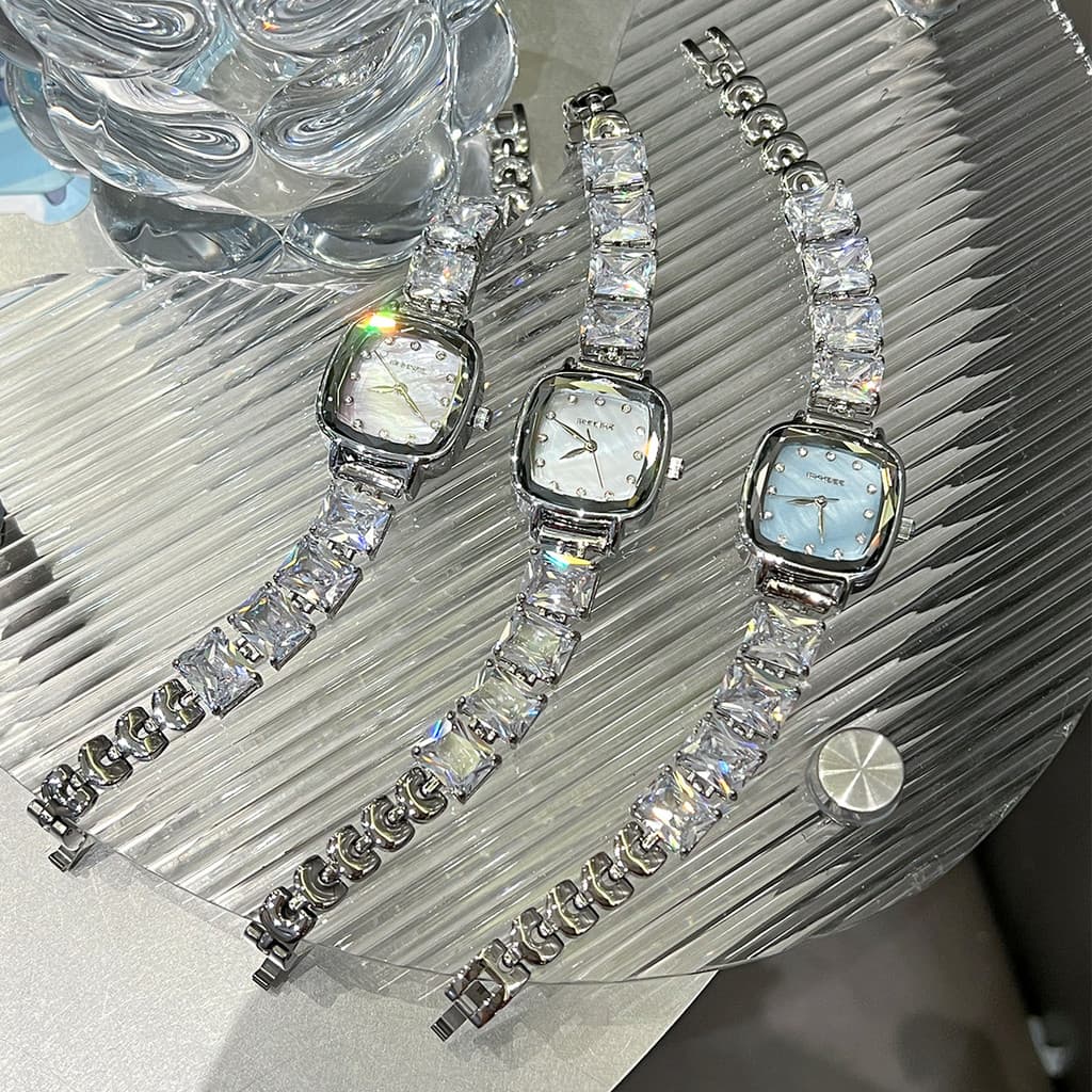 MXXSEE Relógio Minimalista Com Mostrador Quadrado E Pulseira De Malha De Cristal Quartzo À Prova D'água Joias Femininas