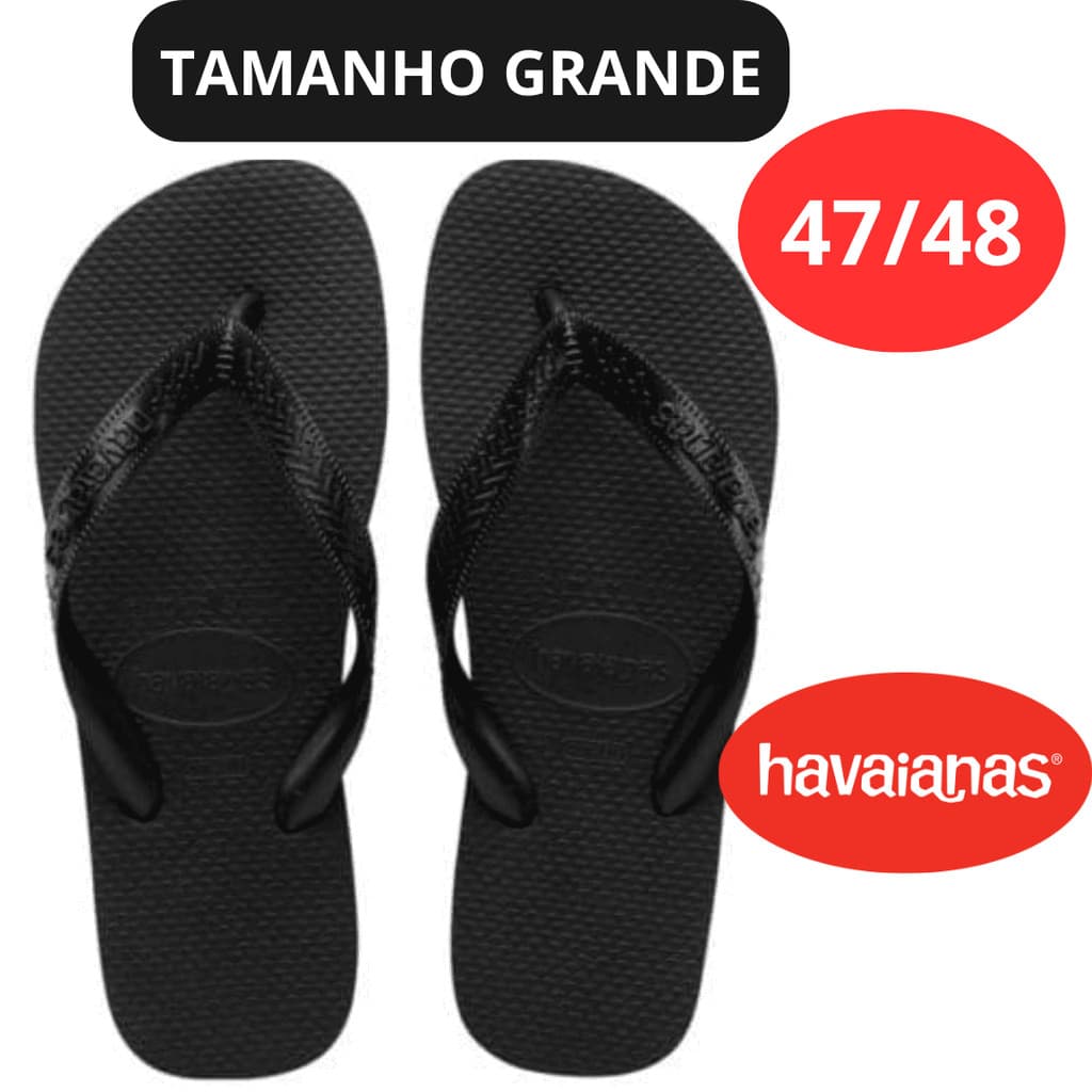 HAVAIANAS TOP GRANDE ADULTO LISA PRETO ORIGINAL 47/48