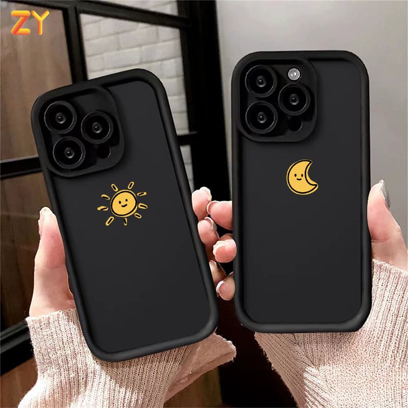 Capa Para iPhone 17 Pro Max 17Air 16 15 13 11 14 12 11 Xs XR Desenho Animado Lua Sol ZYCase