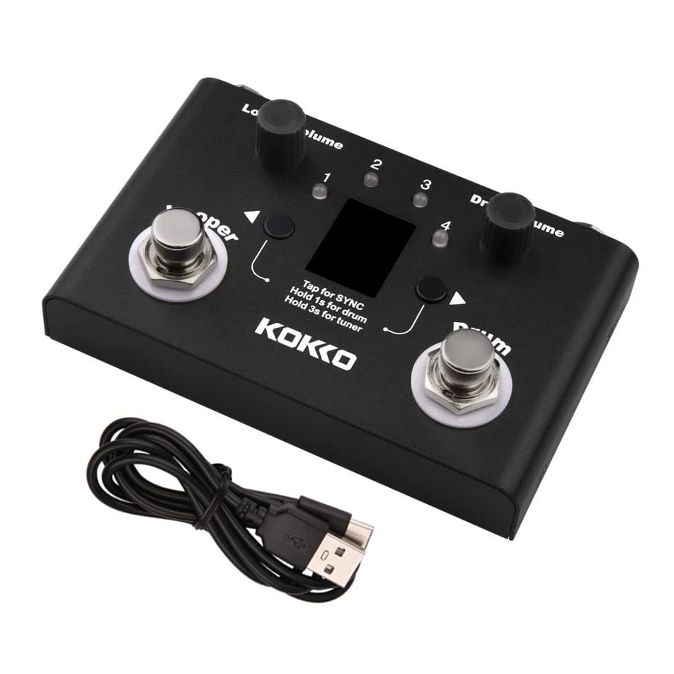 Pedal De Guitarra Kokko Efeito Looper E Drum Lost Tempo com 30 Baterias, Looper de 11 Minutos e Afinador