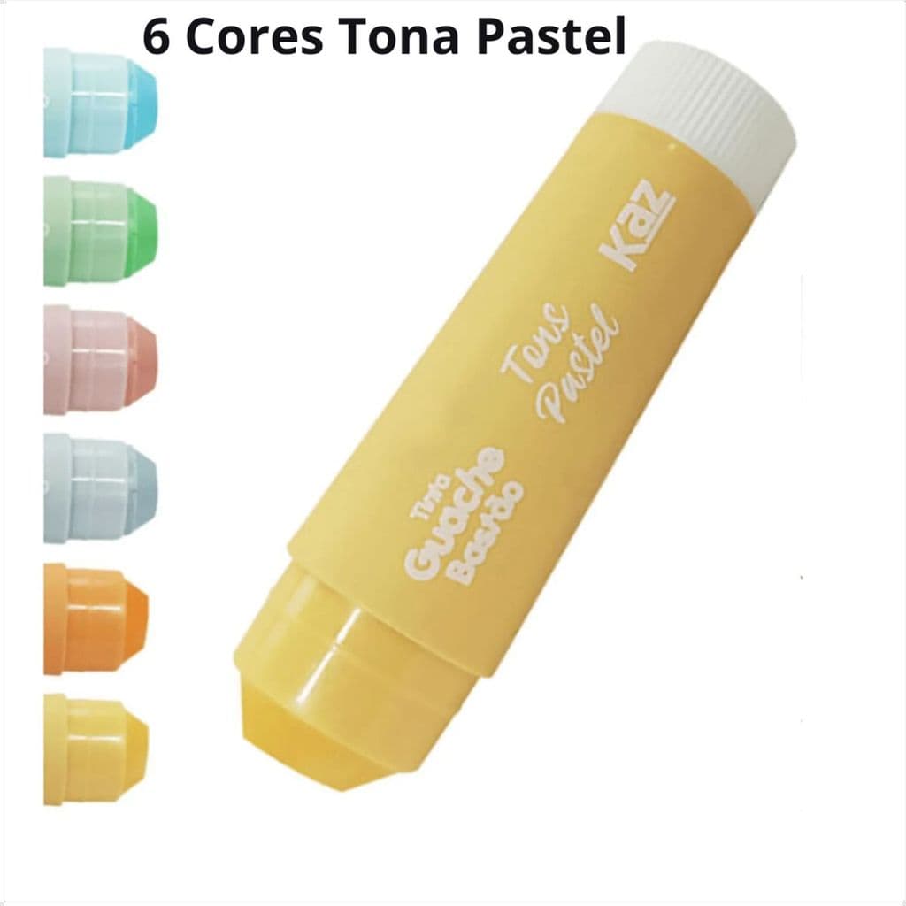 Kit 6 Tintas Guache Bastão Caneta 6 Tons Pastel Secagem Rápida Sem Sujeira