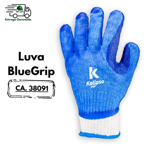 Luva de proteção BLUE GRIP em algodão com revestimento antiderrapante vulcanizado KALIPSO