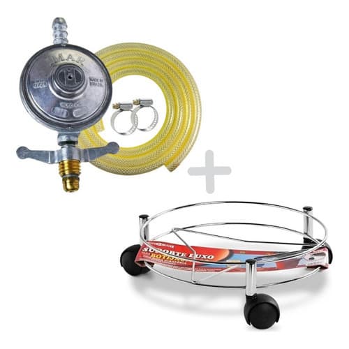 Kit Registro De Gás Com Mangueira 1,25 Suporte P/ Botijão