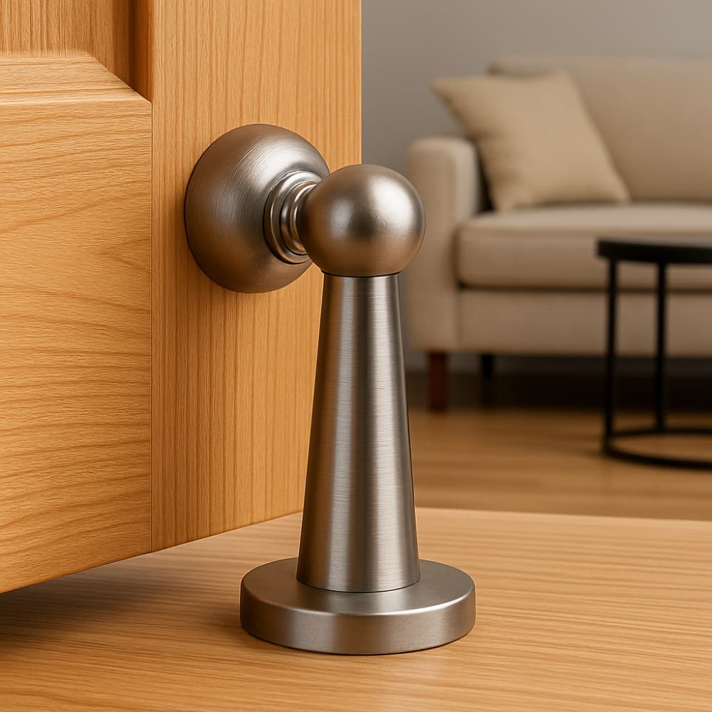 Trava Porta Magnetico Prendedor Batente De Metal Amortecedor Anti Impacto Inox Casa Piso Protetor