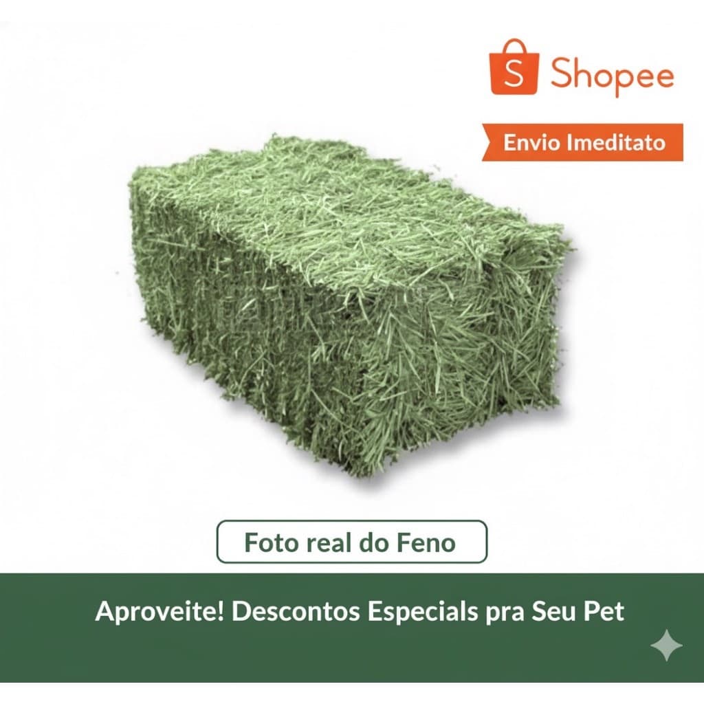 2Kg de Feno Premium Verdinho para Roedores | Envio Imediato 🚀