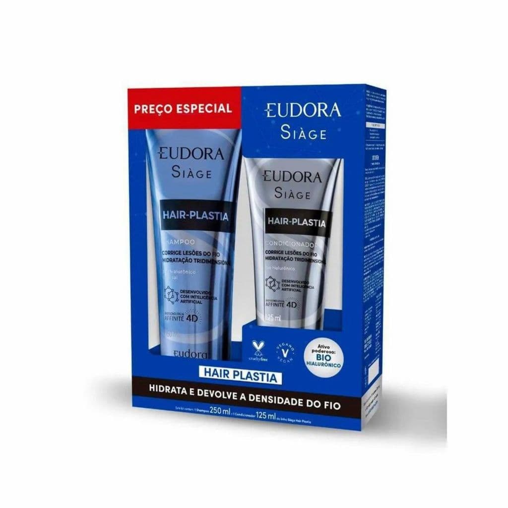 Kit Eudora Hair-plastia Shampoo 250ml Condicionador 125ml