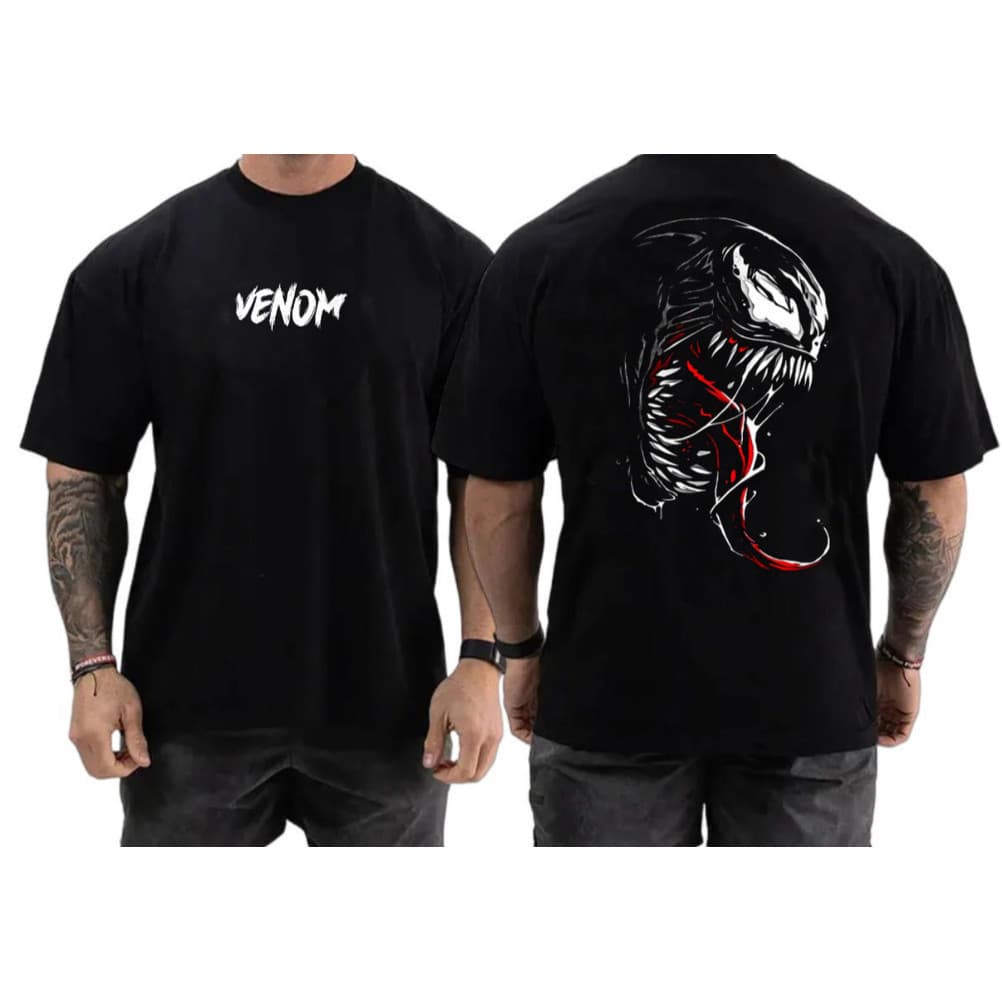 2026 Nova Camiseta Masculino Feminino Oversized "Venom Fit" Estampas Variadas Academia