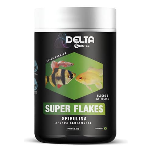 Ração Delta Super Flakes Spirulina Afundalentamente 50g