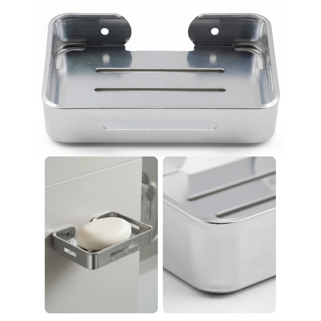 Porta Sabonete Alumínio Resistente Umidade Design Moderno Prata parede banheiro saboneteira Luxo Premium compacto