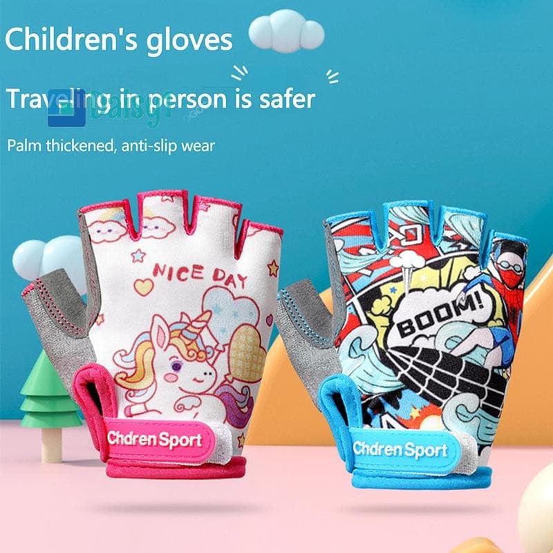Mary1 Luvas Esportivas Infantis De Meio Dedo Para Bicicleta Menino Menina Ciclismo Antidesgaste Crianças Treinamento De