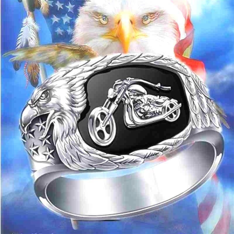 MONICOO Clássico Moda Anel de Equitação Livre Anel de Motocicleta Masculino Preto Esculpido Bico Novo Estilo Anel