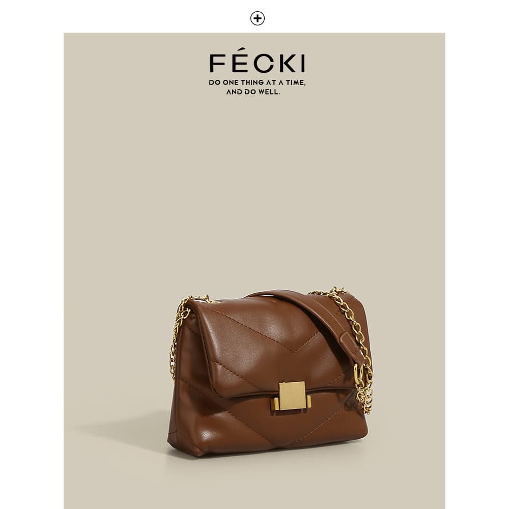 FECKI bolsa feminina 2025 novo estilo Mori High-End francês pequeno quadrado saco nicho Design axilas saco de corrente