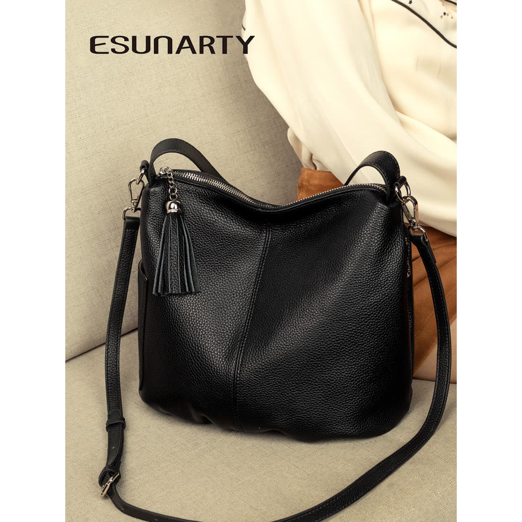 Bolsa balde de couro genuíno feminina 2026 novo estilo moda All-Match bolsa feminina grande capacidade de um ombro saco