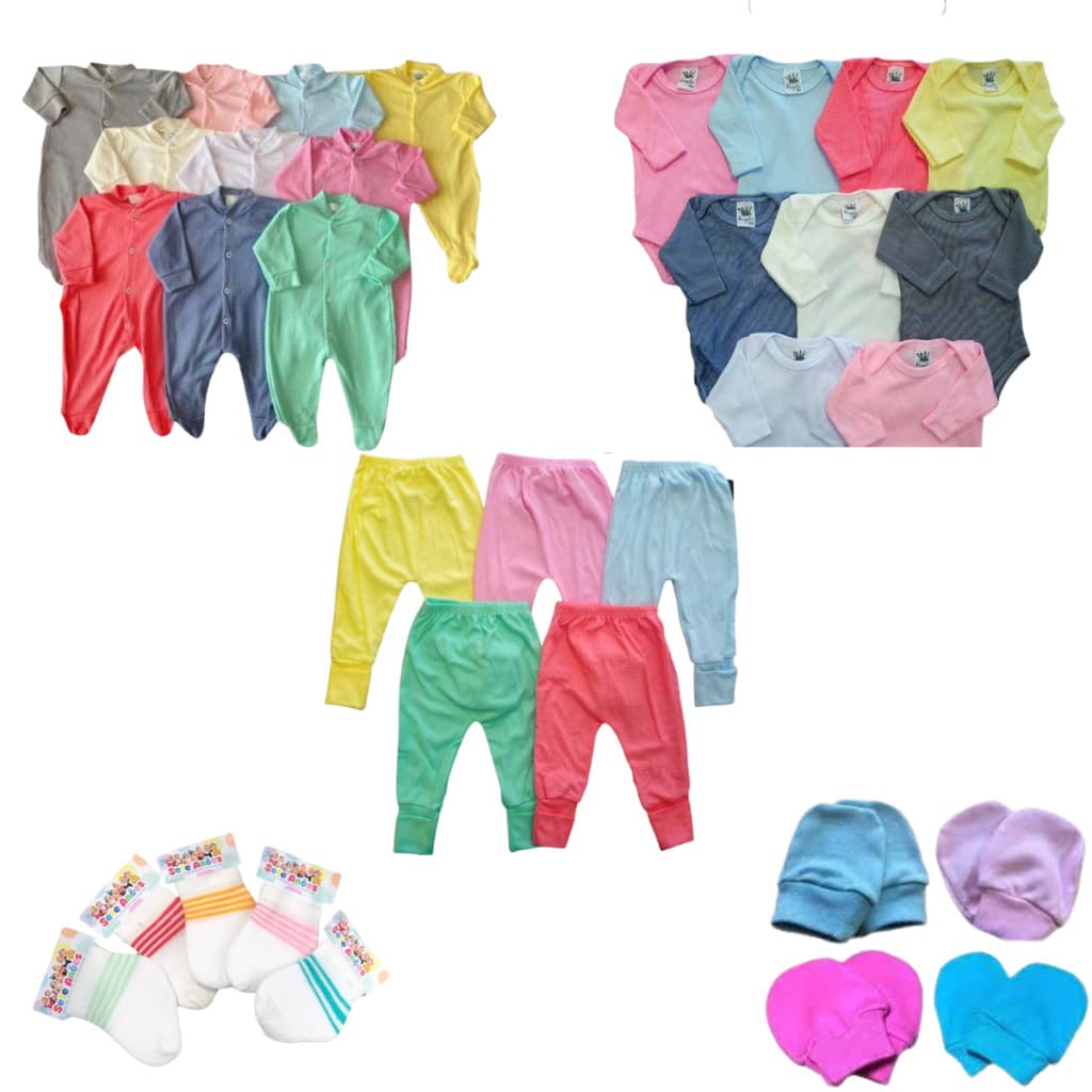 Kit De Enxoval Maternidade 12 Peças Body Mijão Macacão Bebês